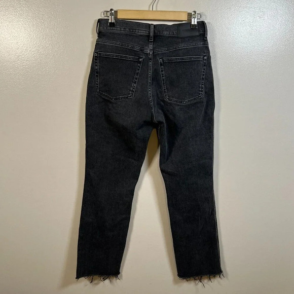 Everlane Cheeky Bootcut Jeans Size 27 Faded Black High Rise Frayed Hem Denim - Picture 2 of 9